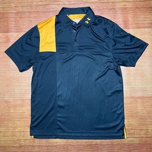 Mens Under Armour Large Loose Fit Polo Shirt Grey Orange